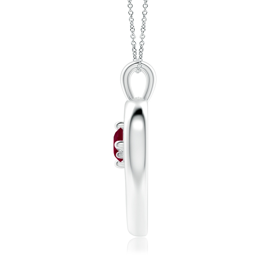 6mm A Solitaire Ruby Heart Pendant in White Gold Side 199