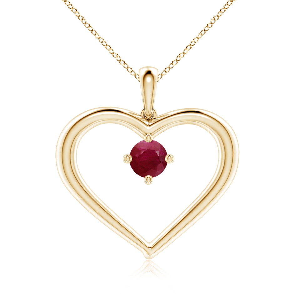 6mm A Solitaire Ruby Heart Pendant in Yellow Gold 