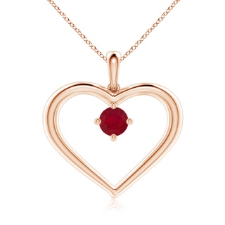 6mm AA Solitaire Ruby Heart Pendant in 10K Rose Gold