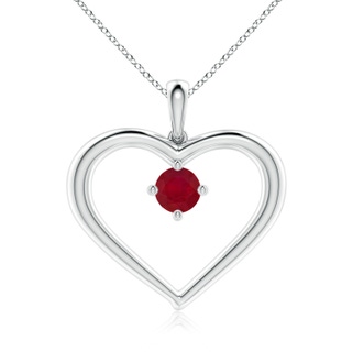 6mm AA Solitaire Ruby Heart Pendant in P950 Platinum