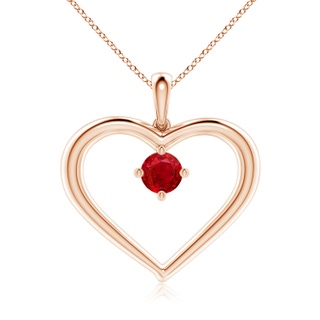 6mm AAA Solitaire Ruby Heart Pendant in 18K Rose Gold