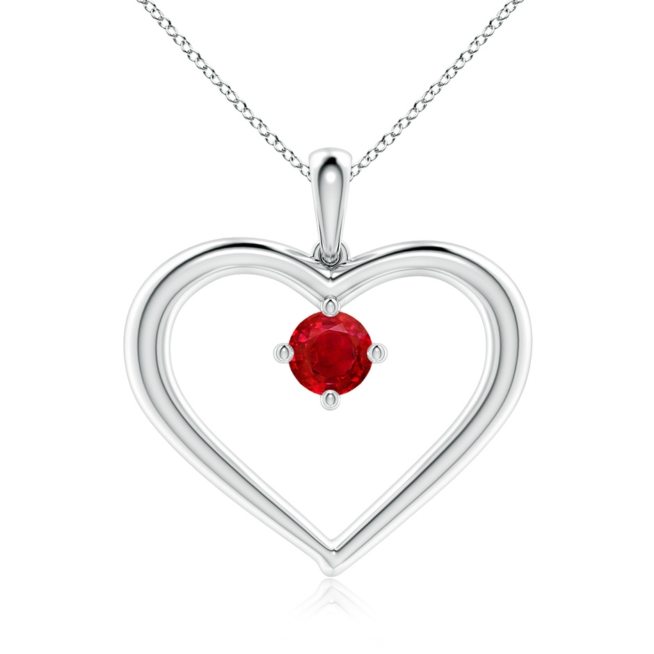 6mm AAA Solitaire Ruby Heart Pendant in P950 Platinum 