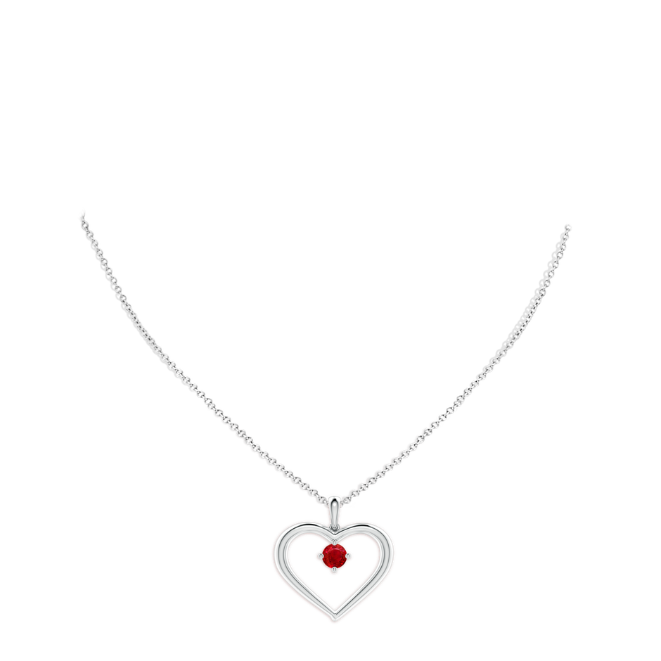 6mm AAA Solitaire Ruby Heart Pendant in P950 Platinum pen