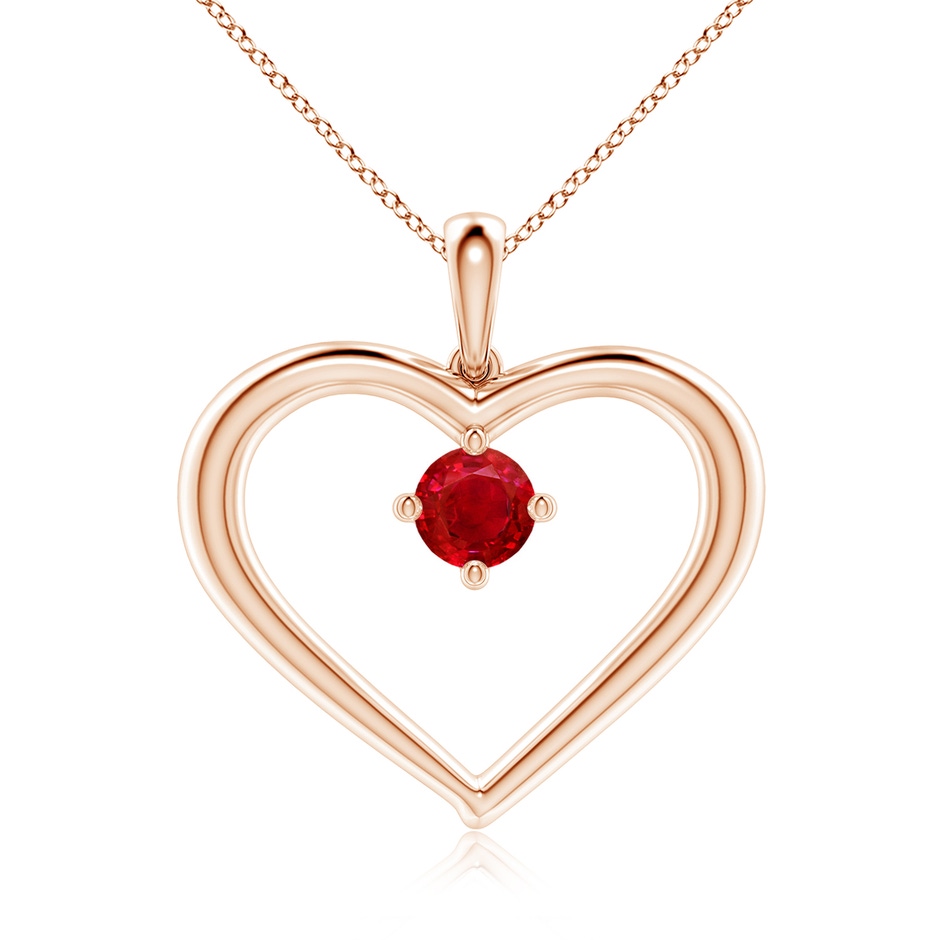6mm AAA Solitaire Ruby Heart Pendant in Rose Gold 
