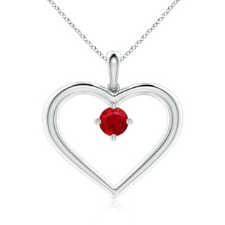 6mm AAA Solitaire Ruby Heart Pendant in S999 Silver