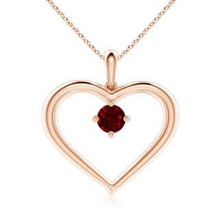 6mm AAAA Solitaire Ruby Heart Pendant in 18K Rose Gold