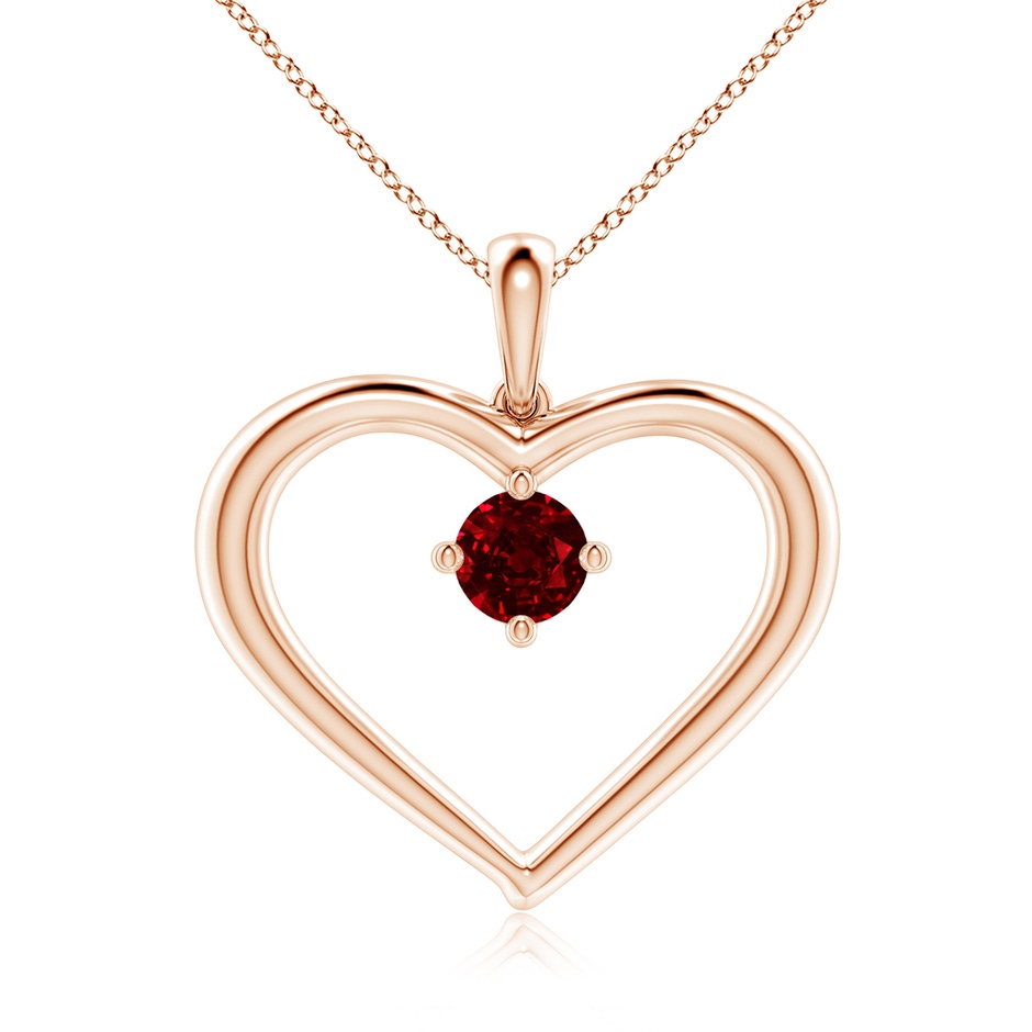 6mm AAAA Solitaire Ruby Heart Pendant in Rose Gold 
