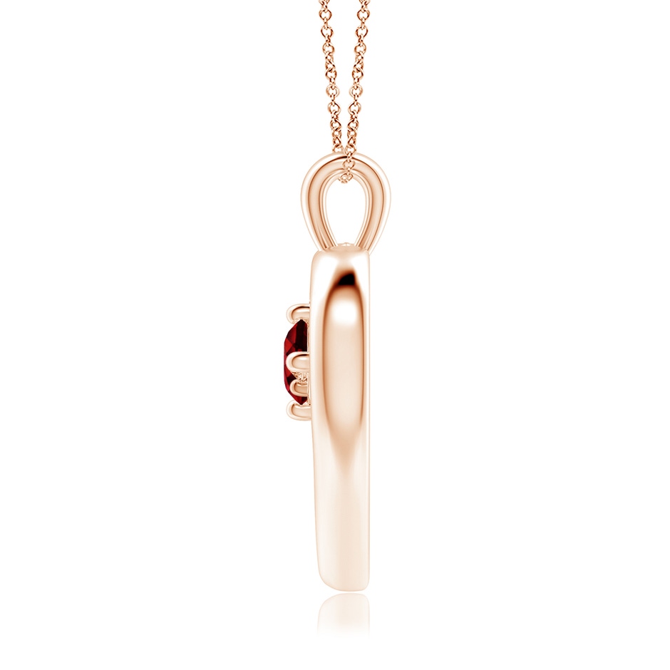 6mm AAAA Solitaire Ruby Heart Pendant in Rose Gold Side 199