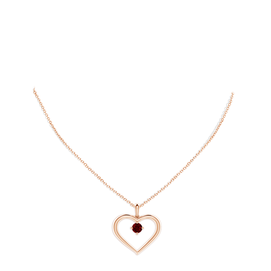 6mm AAAA Solitaire Ruby Heart Pendant in Rose Gold pen