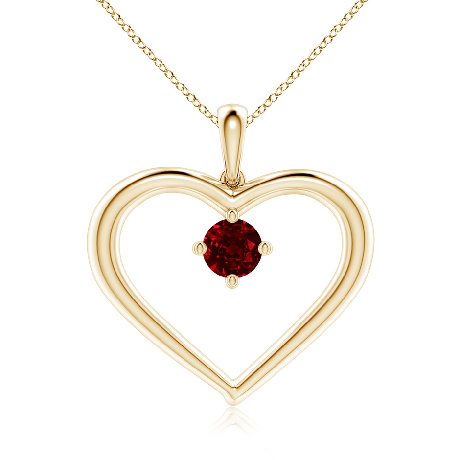 6mm AAAA Solitaire Ruby Heart Pendant in Yellow Gold 