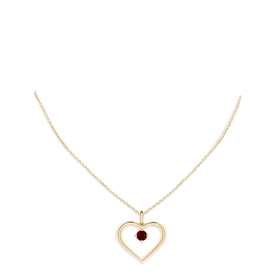 6mm AAAA Solitaire Ruby Heart Pendant in Yellow Gold pen