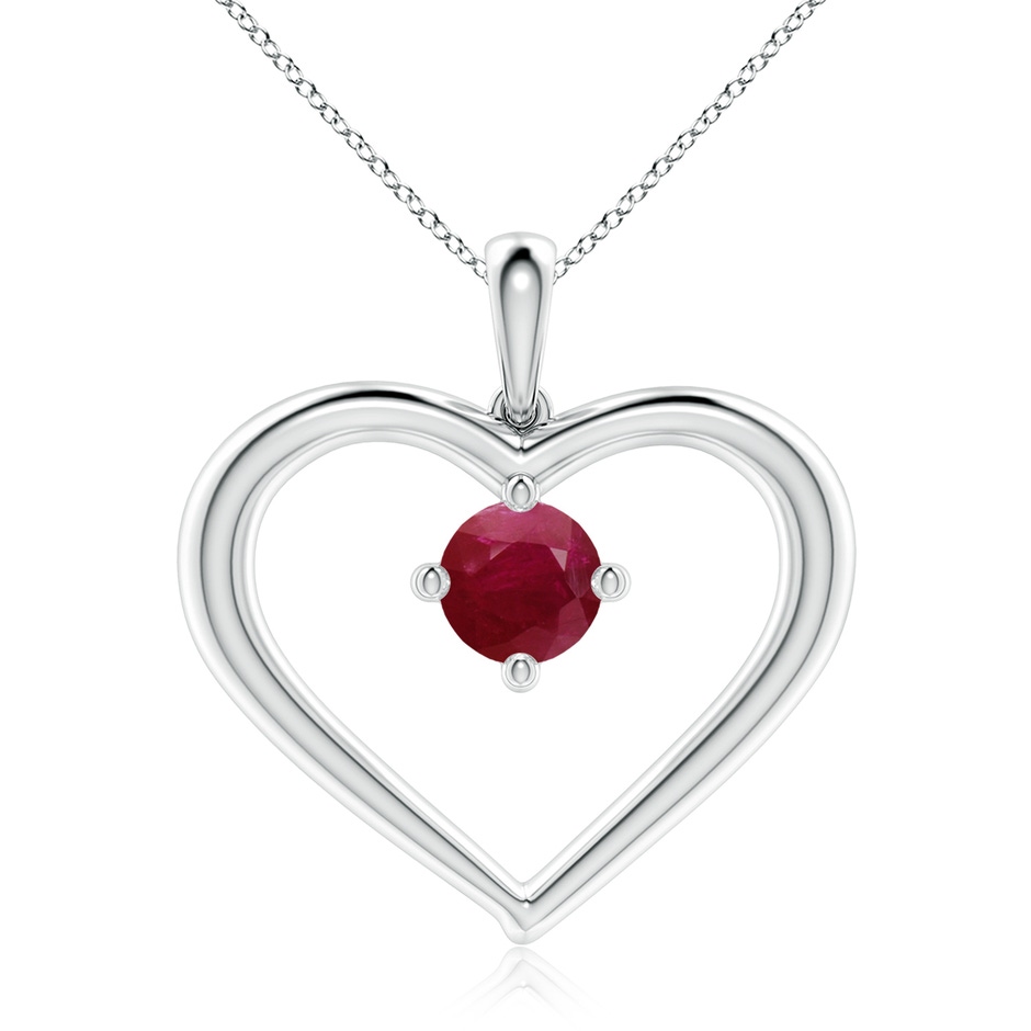 7mm A Solitaire Ruby Heart Pendant in White Gold 