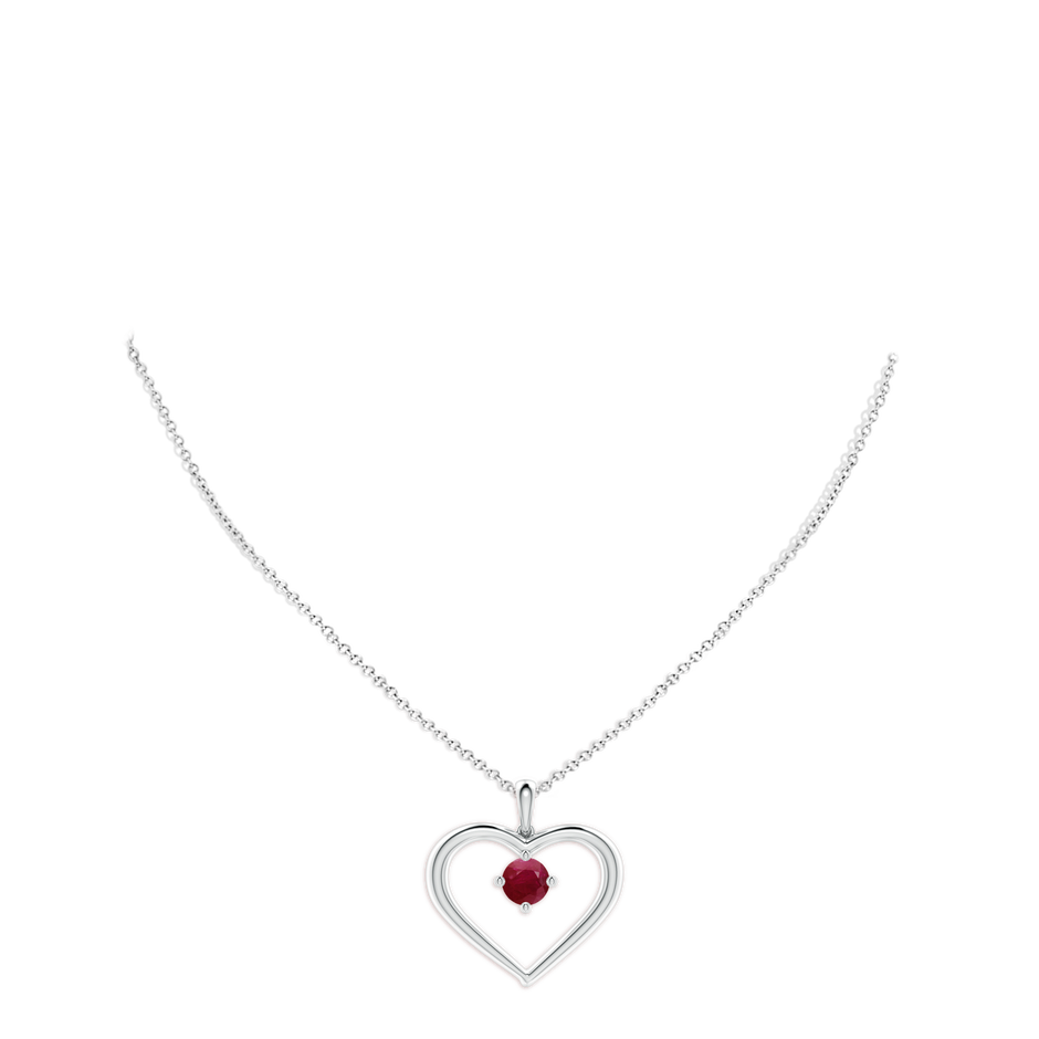 7mm A Solitaire Ruby Heart Pendant in White Gold pen