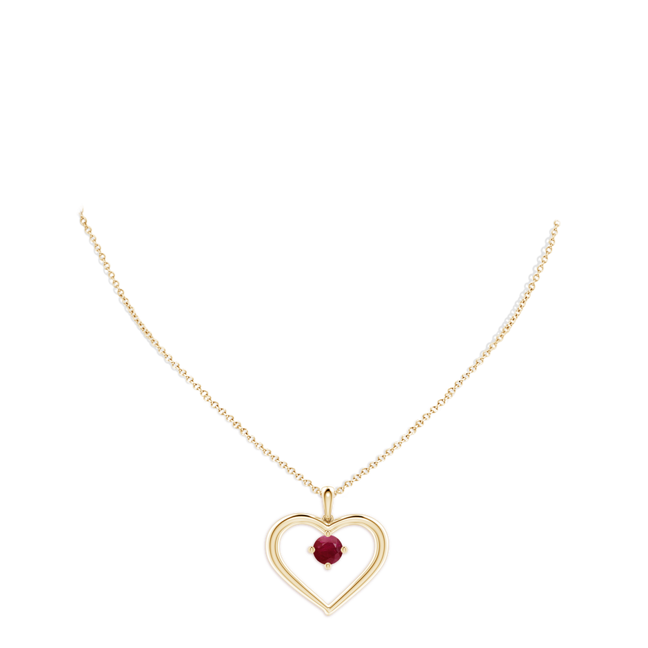 7mm A Solitaire Ruby Heart Pendant in Yellow Gold pen
