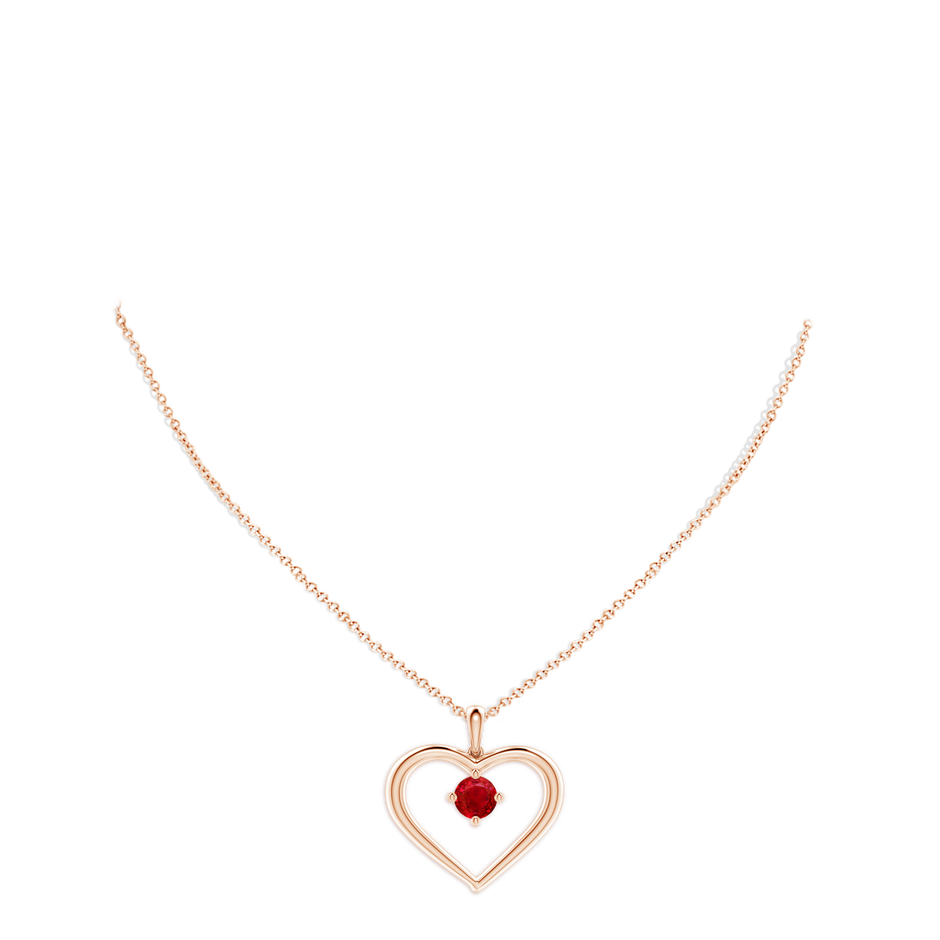 7mm AAA Solitaire Ruby Heart Pendant in 18K Rose Gold pen