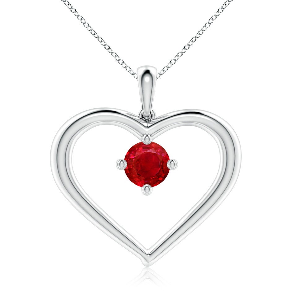 7mm AAA Solitaire Ruby Heart Pendant in P950 Platinum 
