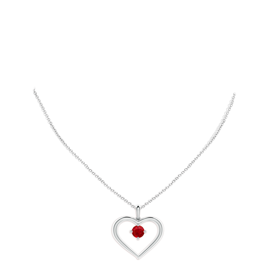 7mm AAA Solitaire Ruby Heart Pendant in P950 Platinum pen