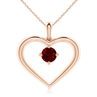 7mm AAAA Solitaire Ruby Heart Pendant in 18K Rose Gold