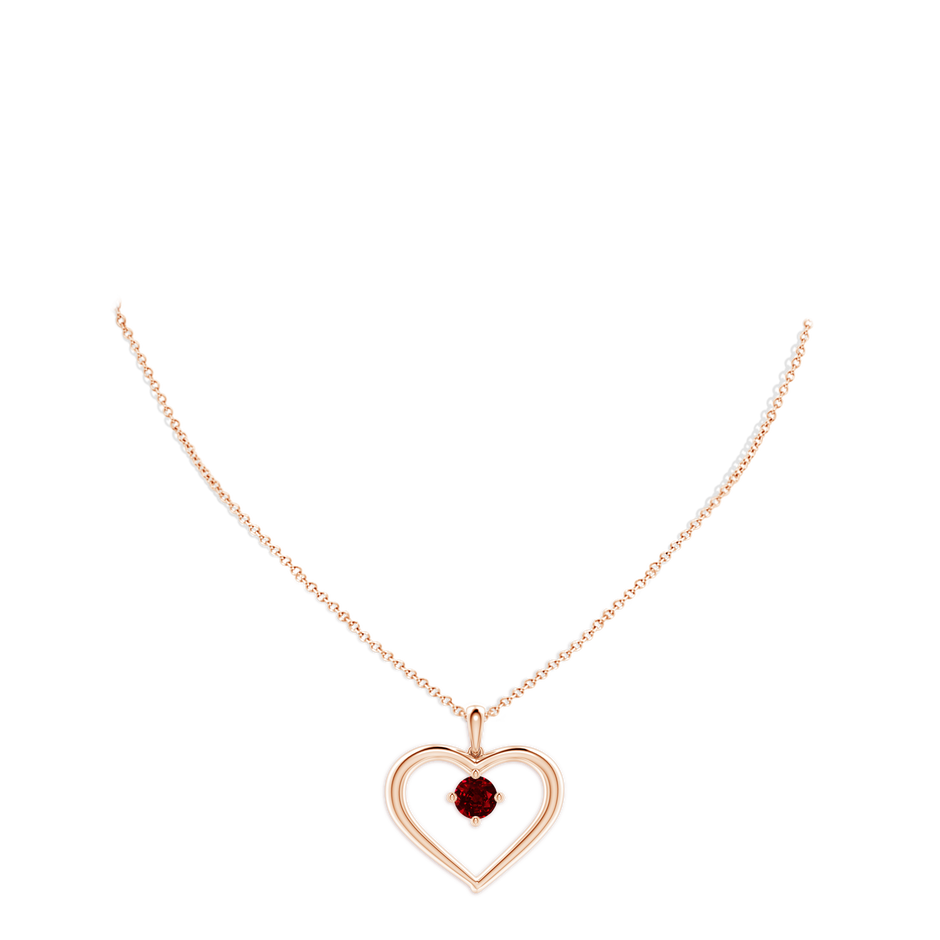7mm AAAA Solitaire Ruby Heart Pendant in 18K Rose Gold pen