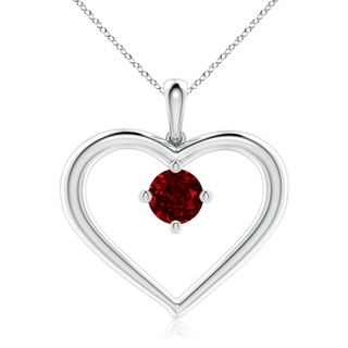 7mm AAAA Solitaire Ruby Heart Pendant in P950 Platinum