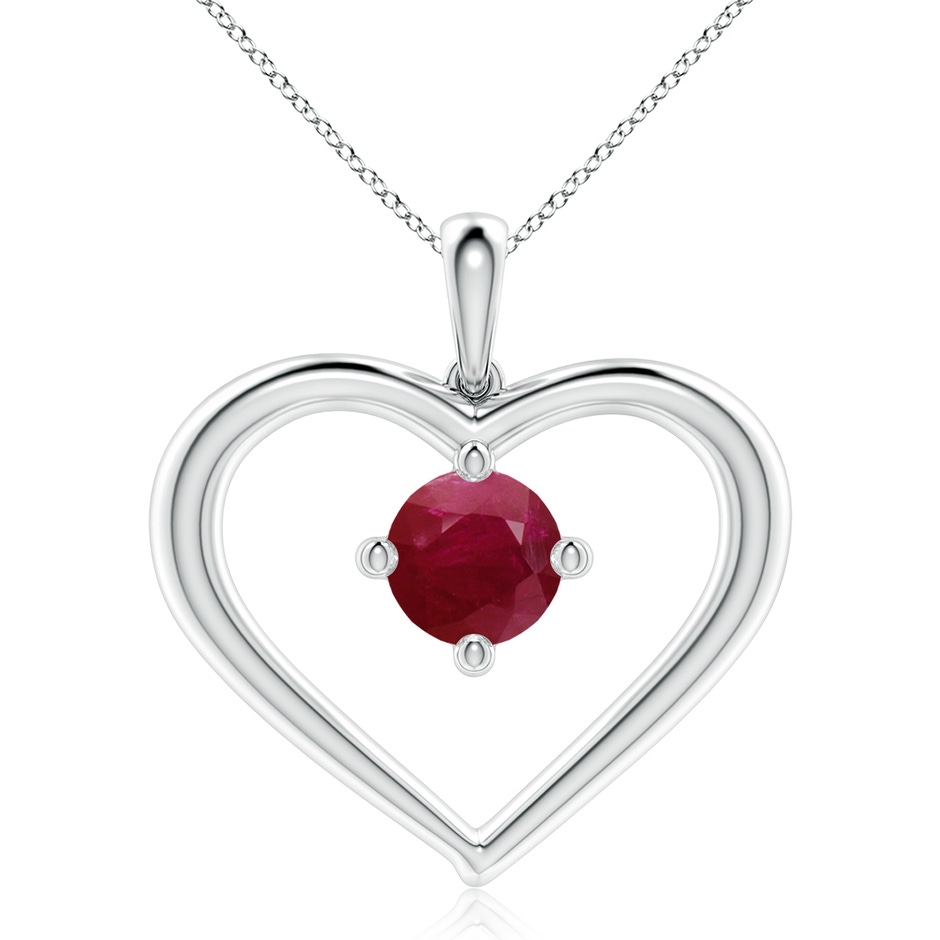 8mm A Solitaire Ruby Heart Pendant in White Gold 