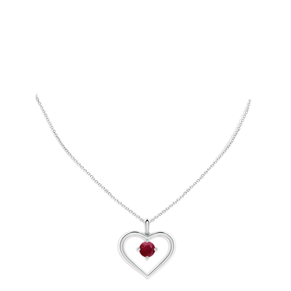 8mm A Solitaire Ruby Heart Pendant in White Gold pen