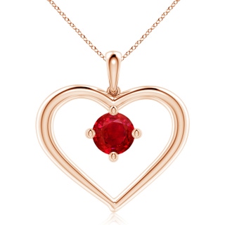 8mm AAA Solitaire Ruby Heart Pendant in 9K Rose Gold