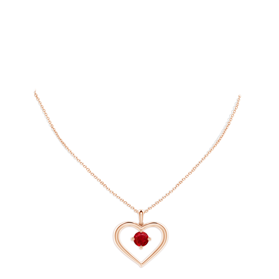 8mm AAA Solitaire Ruby Heart Pendant in Rose Gold pen