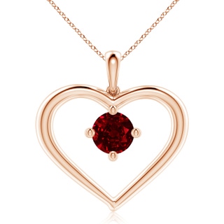 8mm AAAA Solitaire Ruby Heart Pendant in 10K Rose Gold