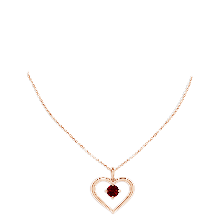 8mm AAAA Solitaire Ruby Heart Pendant in 18K Rose Gold pen