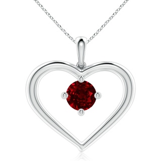 8mm AAAA Solitaire Ruby Heart Pendant in P950 Platinum