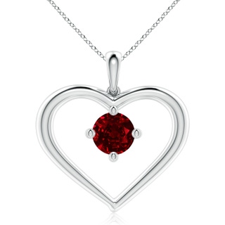 8mm AAAA Solitaire Ruby Heart Pendant in S999 Silver