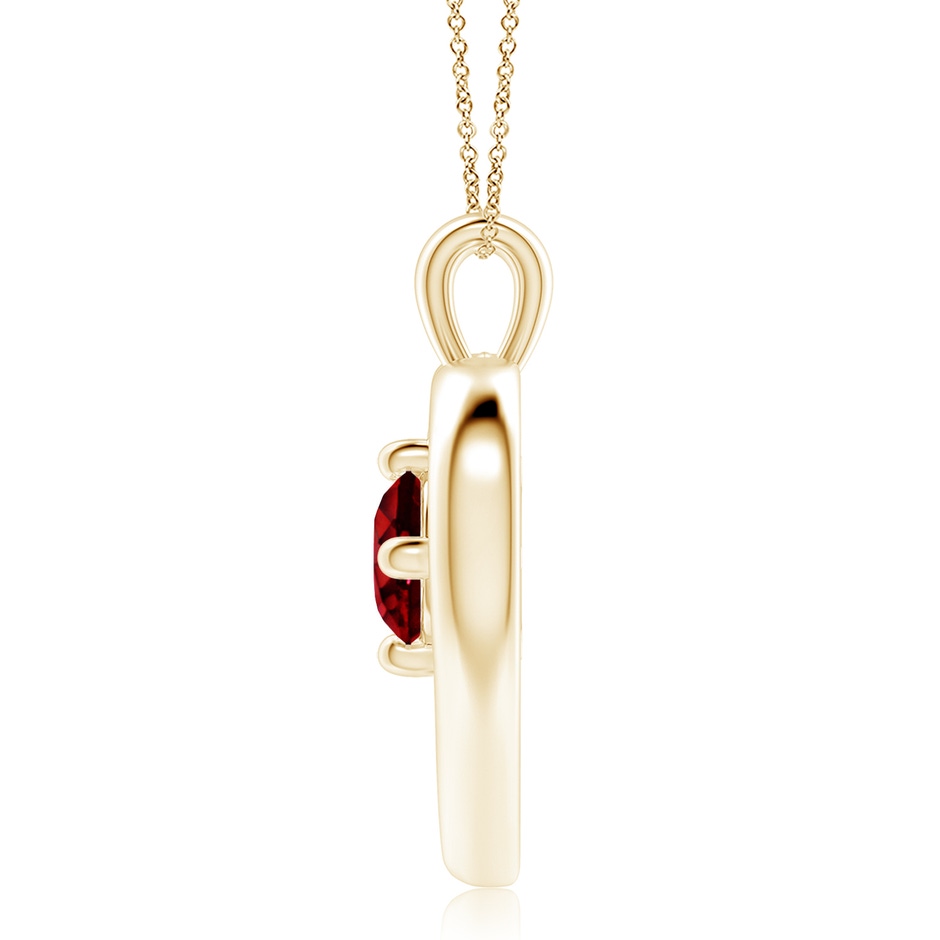 8mm AAAA Solitaire Ruby Heart Pendant in Yellow Gold Side 199