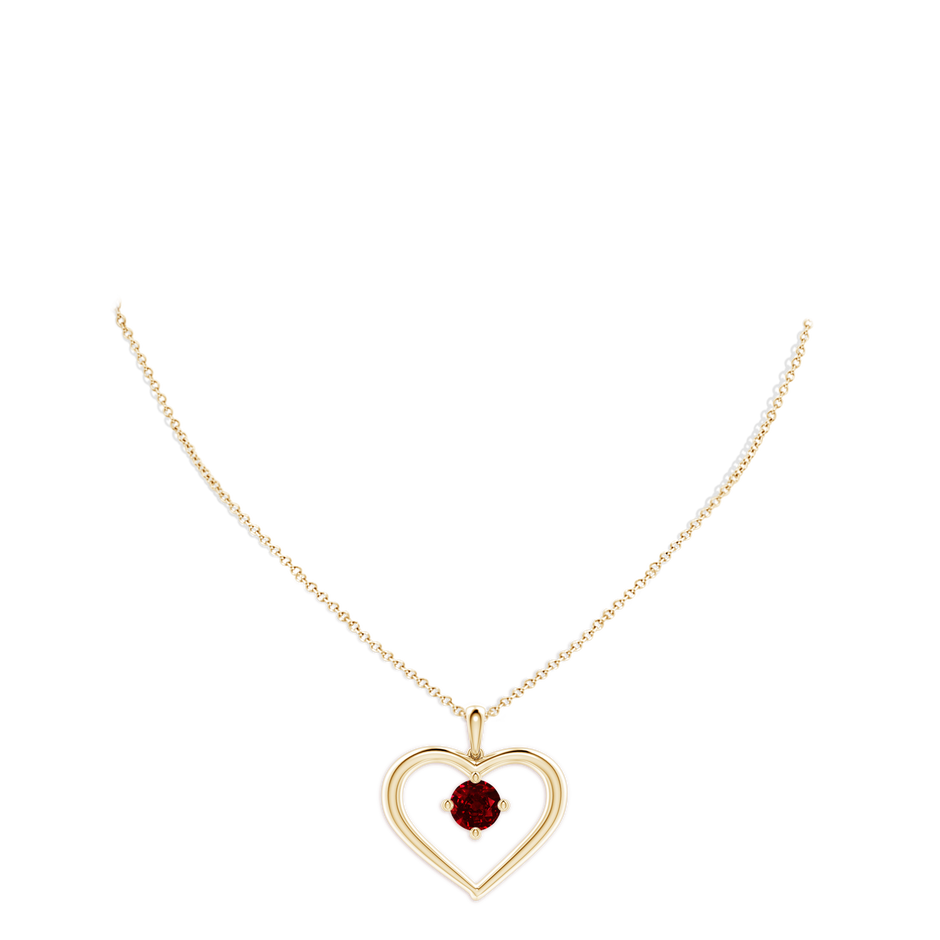 8mm AAAA Solitaire Ruby Heart Pendant in Yellow Gold pen