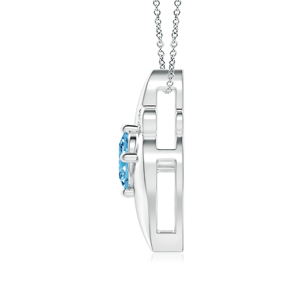 8x6mm AAAA Shell Style Oval Fancy Intense Blue and White Diamond Pendant in White Gold - side 199