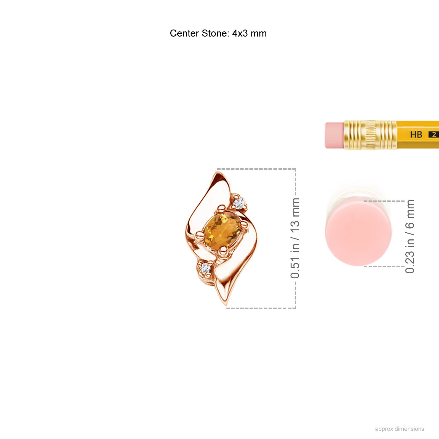 AA - Citrine / 0.16 CT / 14 KT Rose Gold