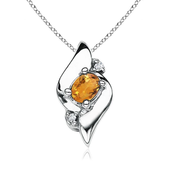 AA - Citrine / 0.16 CT / 14 KT White Gold