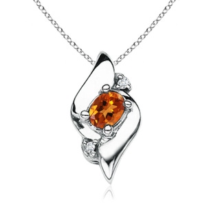 4x3mm AAAA Shell Style Oval Citrine and Diamond Pendant in P950 Platinum