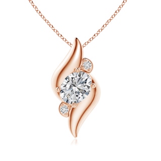 8x6mm HSI2 Shell Style Oval Diamond Pendant in Rose Gold
