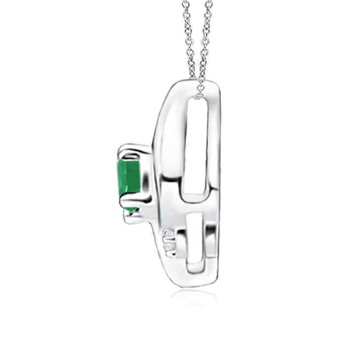 4x3mm A Shell Style Oval Emerald and Diamond Pendant in White Gold side 199