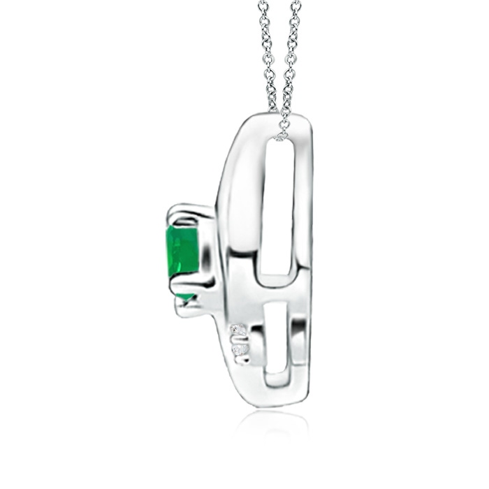 4x3mm AA Shell Style Oval Emerald and Diamond Pendant in S999 Silver side 199
