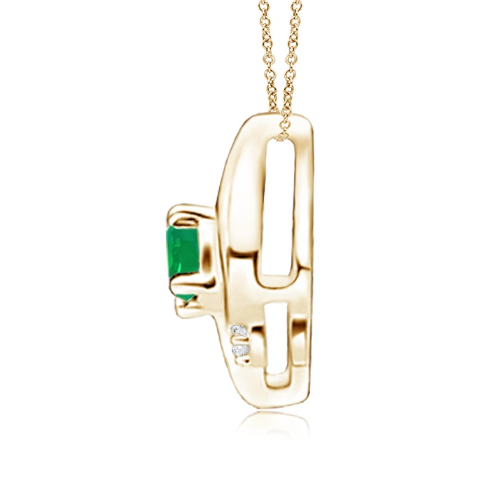 4x3mm AA Shell Style Oval Emerald and Diamond Pendant in Yellow Gold side 199