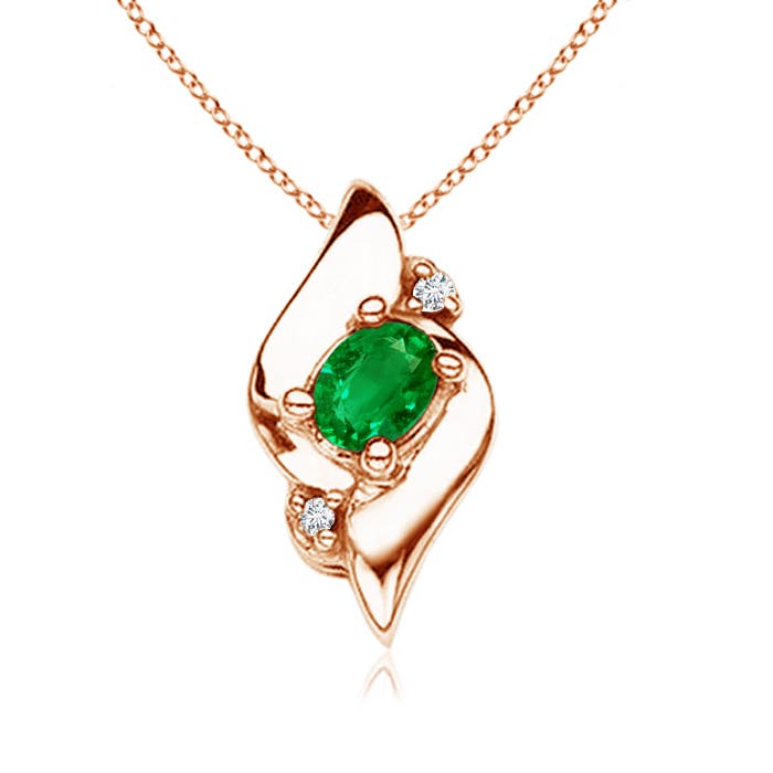 AAAA - Emerald / 0.13 CT / 14 KT Rose Gold