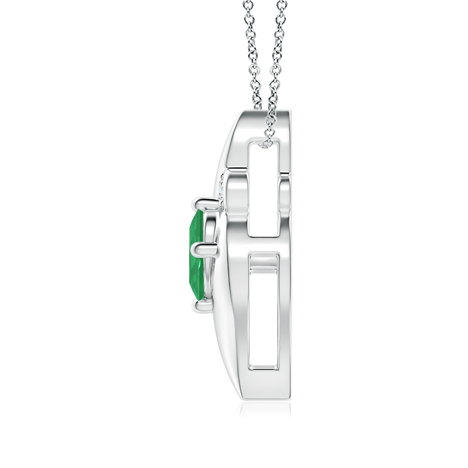 8x6mm A Shell Style Oval Emerald and Diamond Pendant in White Gold side 199