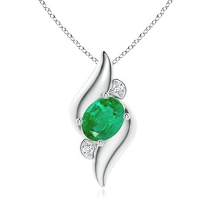 8x6mm AA Shell Style Oval Emerald and Diamond Pendant in P950 Platinum