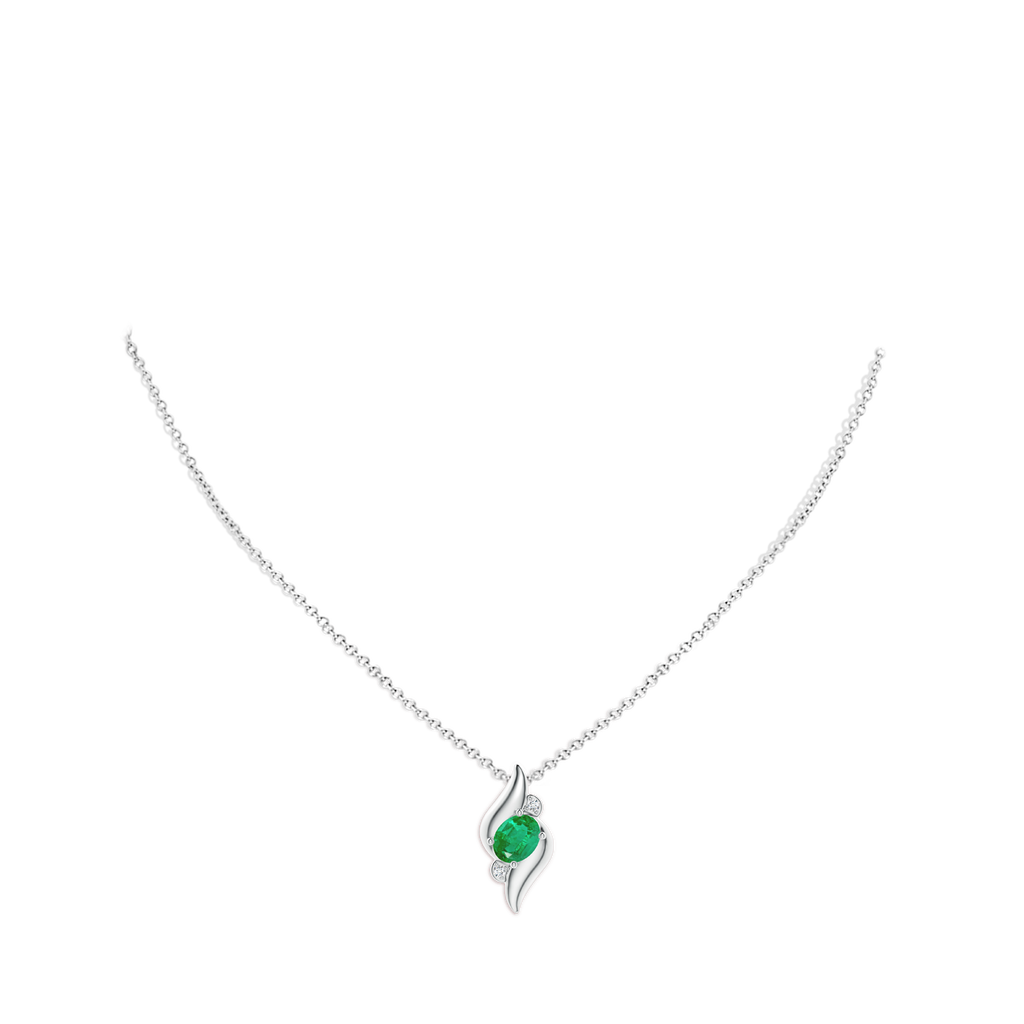 8x6mm AA Shell Style Oval Emerald and Diamond Pendant in P950 Platinum pen