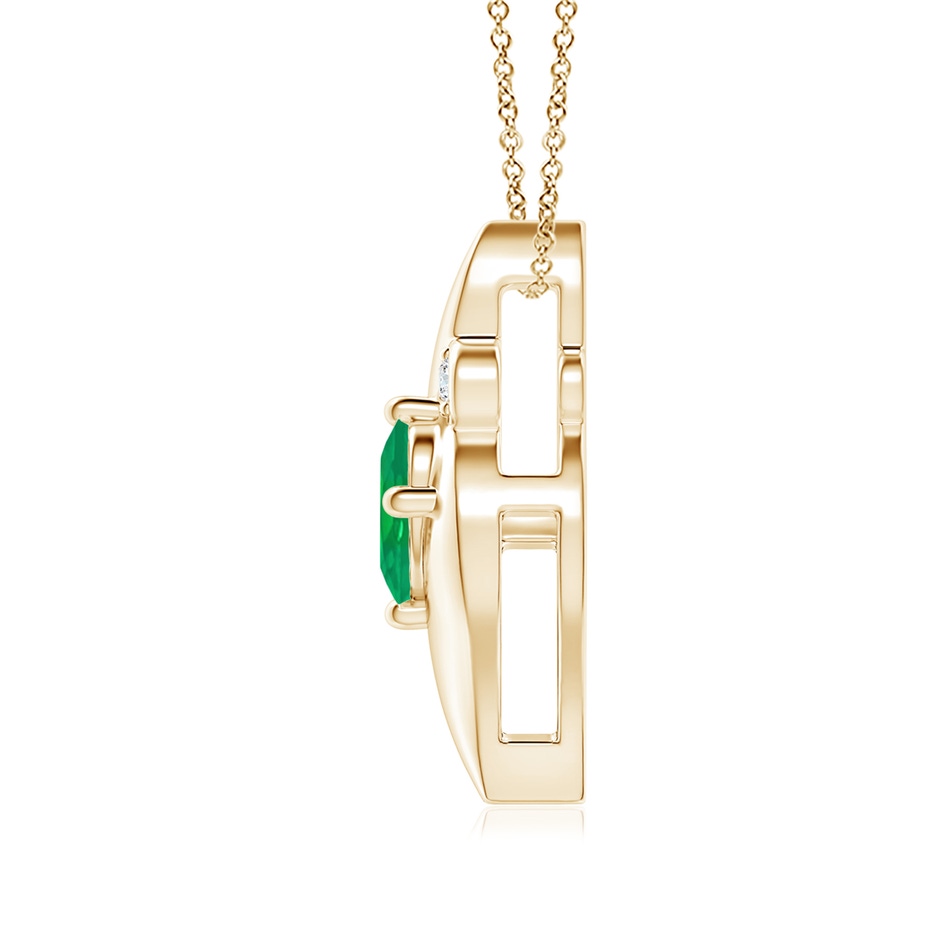 8x6mm AA Shell Style Oval Emerald and Diamond Pendant in Yellow Gold side 199
