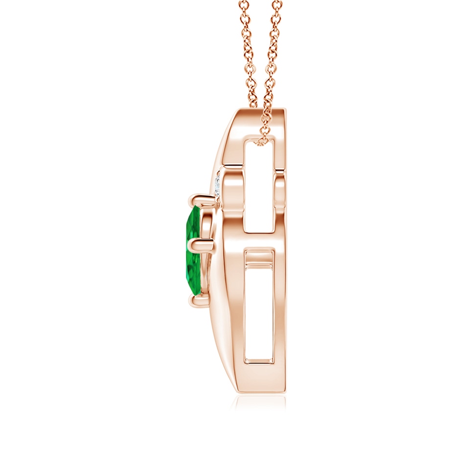 8x6mm AAA Shell Style Oval Emerald and Diamond Pendant in Rose Gold side 199