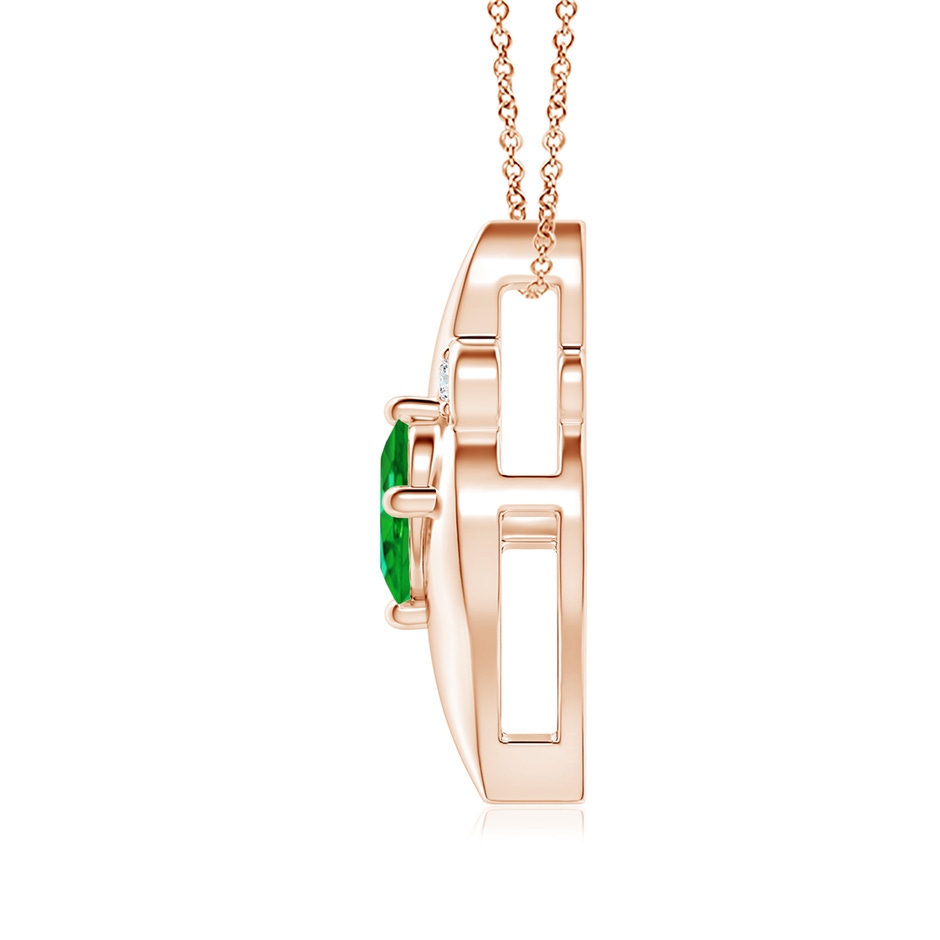 8x6mm AAAA Shell Style Oval Emerald and Diamond Pendant in Rose Gold side 199