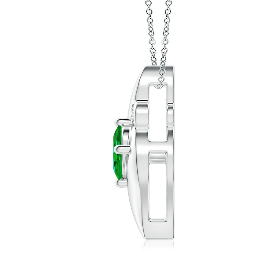 8x6mm AAAA Shell Style Oval Emerald and Diamond Pendant in S999 Silver side 199